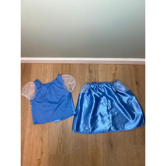 Disney Cinderella Girls 4/6 2 Piece Dress Up Costume Blue Sequence Skirt - Picture 5 of 6
